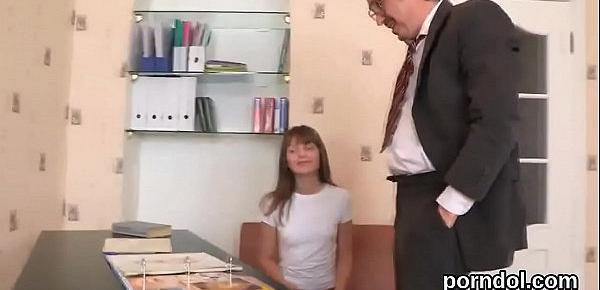  Lovely bookworm is teased and nailed by her older schoolteacher